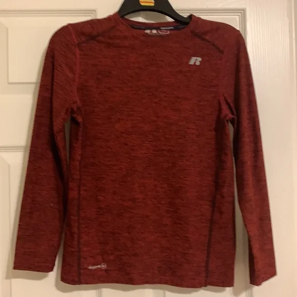 Red Russell Kids Thermal Dri-Power 360 Longsleeve Shirt - Picture 6 of 7